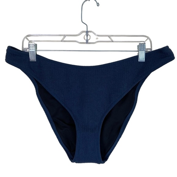 NWT J.Crew Midnight Blue Scrunchie Textured Curved Waist Cheeky Bikini Bottom XL - Picture 3 of 15